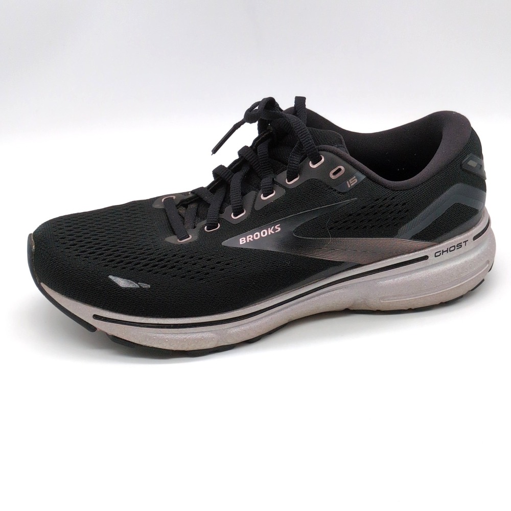 Brooks Shoes Womens Ghost 15 Black 9.5 Wide Running Sneakers Comfort 1203801D014